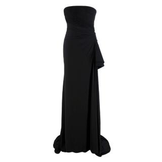 Giorgio Armani Black Silk Jersey Strapless Column Gown