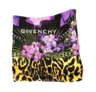 Givenchy Leopard Floral Print Silk Scarf