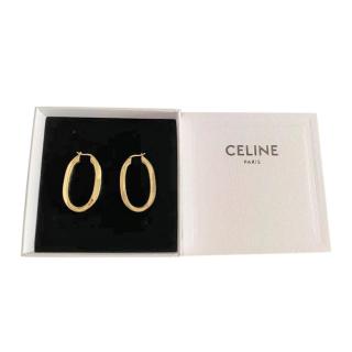 Celine Oval Hoop Gold Tone Earrings