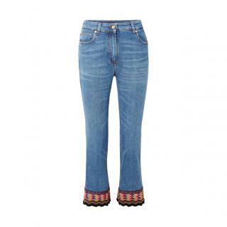 Etro Embroidered Cuff 5-Pocket High Rise Jeans