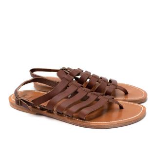 K.Jacques Brown Leather Slingback Sandals
