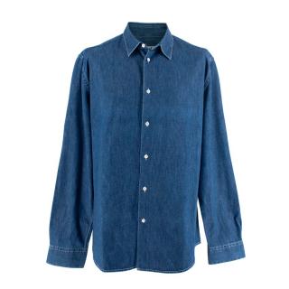 Hermes Mid-Wash Cotton Denim Contrast Stitch Shirt