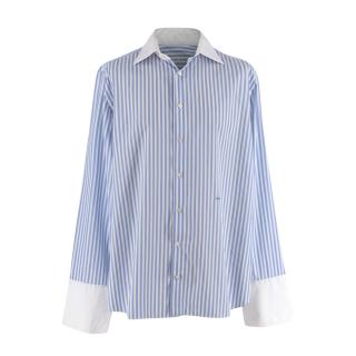 Donato Liguori Blue Stripe Contrast Collar Shirt & Cuffs Formal Shirt