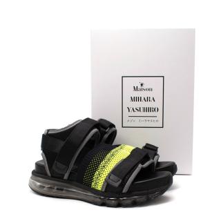Maison Mihara Yasuhiro Black & Green Velcro Strap Sandals