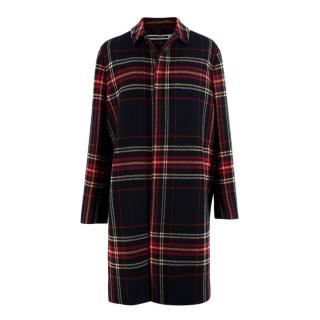 McQ Alexander McQueen Navy & Red Plaid Wool Coat