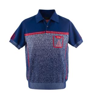 Prada Blue Gradient Intarsia Stretch-knit Polo Shirt