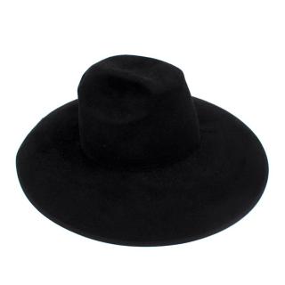 Gucci Black Rabbit Felt Wide Brim Fedora Hat