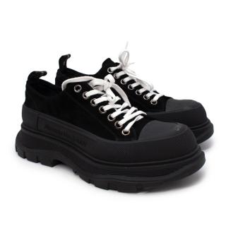Alexander McQueen Slick Black Suede Platform Sneakers