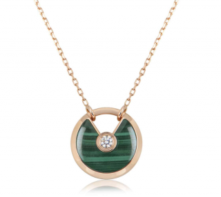 Cartier Amulette de Cartier 18kt Rose Gold Malachite Necklace