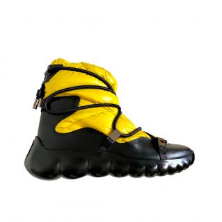 Moncler Black & Yellow Nylon Ski Boots