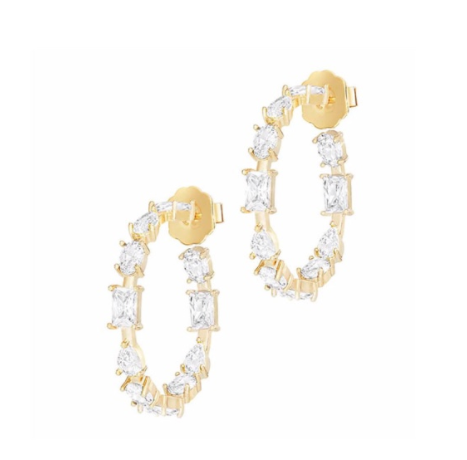 MeMe London 18K Gold Crystal Hoop Earrings 