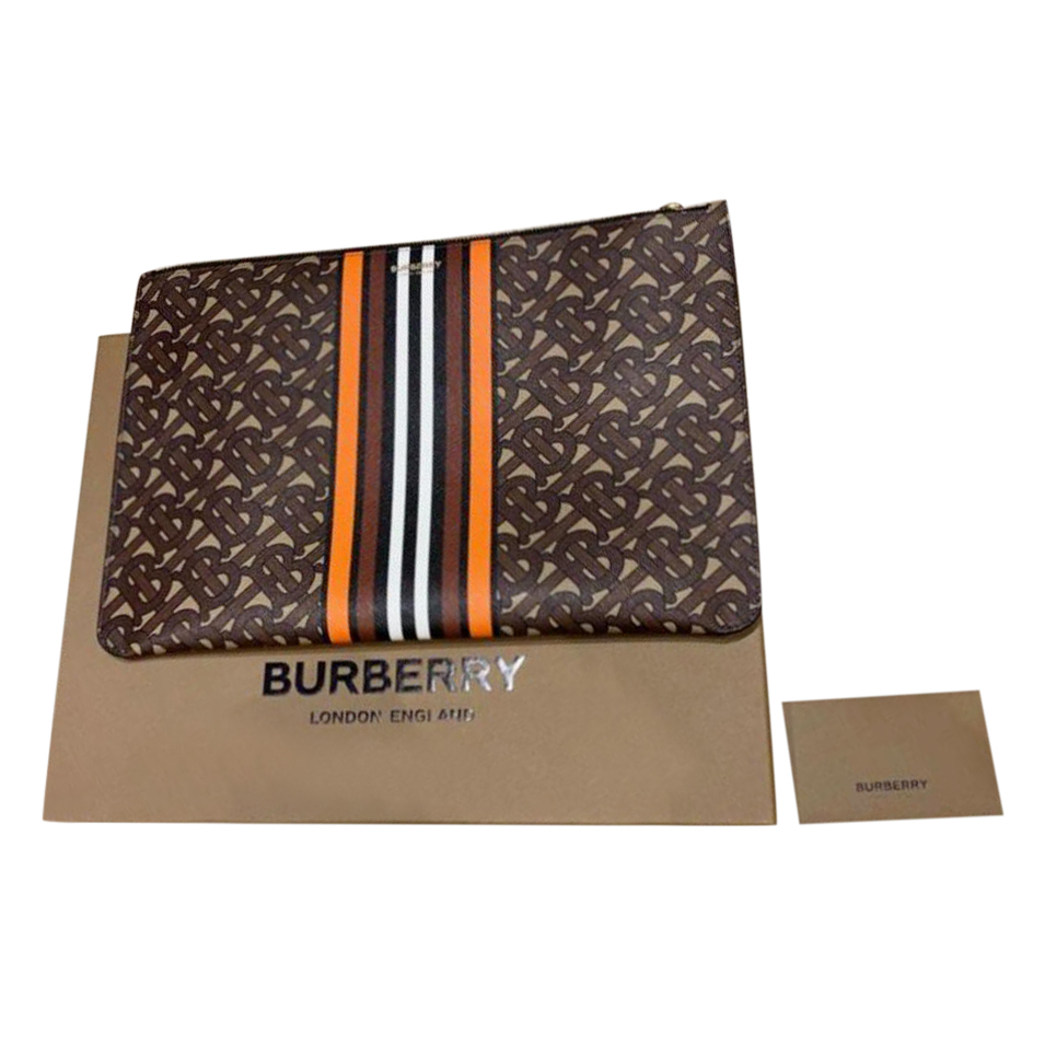 Burberry Monogram Stripe E-canvas Zip Pouch