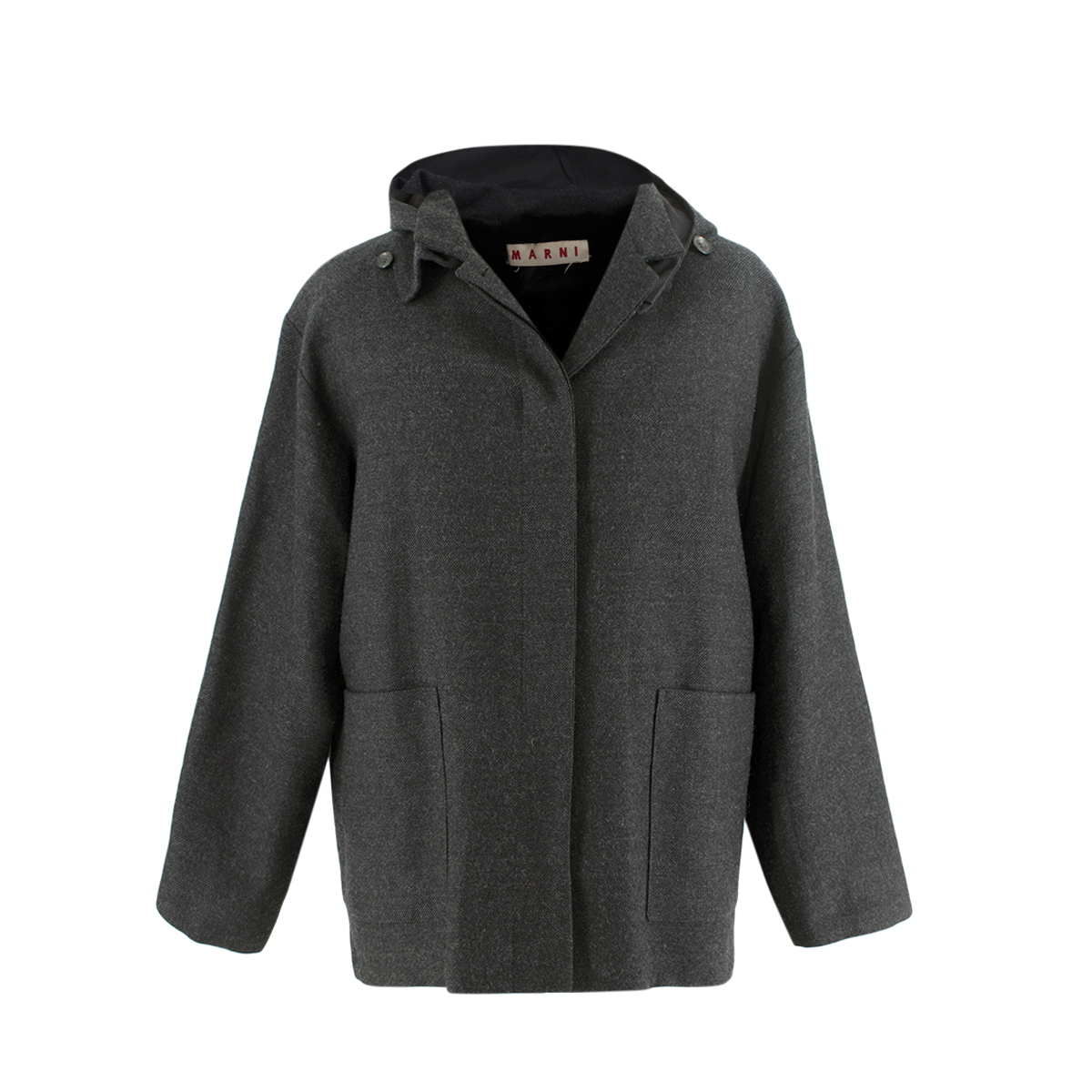 Marni Dark Grey Wool Twill Jacket With Mink Lining 