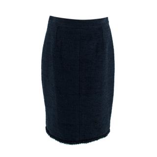 Chanel Black & Blue Boucle Tweed Pencil Skirt
