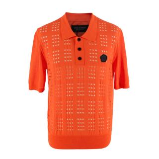 Viktor & Rolf Mister Mister Bright Orange Holes Knitted Polo Shirt