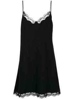 Chloe Parachute Silk Lace Trim Slip Dress In Black