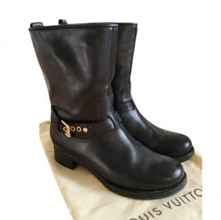 Louis Vuitton Black Leather Mid-Calf Boots
