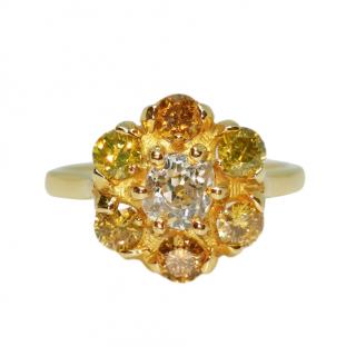 David Simmons 18ct Yellow Gold Yellow Diamond Flower Ring