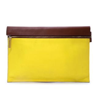 Victoria Beckham Yellow & Brown Grained Leather Zip Pouch