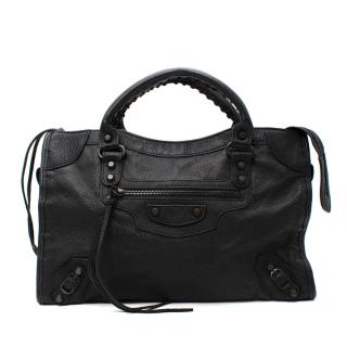Balenciaga Medium Black Leather City Bag