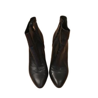 Gina Black Leather Ankle Boots
