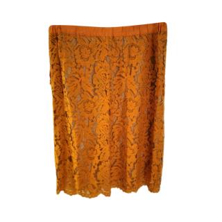 Twin-Set by Simona Barbieri Orange Lace Skirt