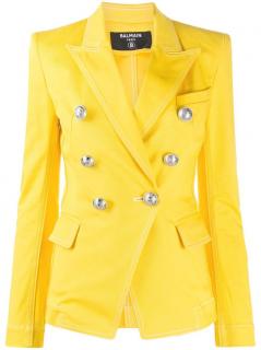 Balmain Denim Yellow Double Breasted Jacket