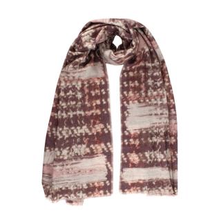 Chanel Dusty Pink & Brown Tweed & Camellia Print Cashmere Stole