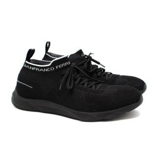 Gianfranco Ferre Black & White Mesh Lace-Up Sneakers
