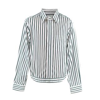 Lanvin White, Green & Black Striped Blouson Shirt