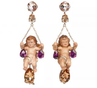 Dolce & Gabbana Crystal Swinging Cherub Earrings