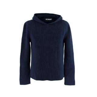 Jacquemus Navy La Maille Capuche Navy Rib-Knit Hoodie