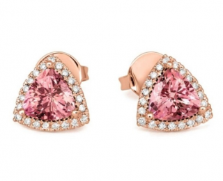 Tivon 18ct Rose Gold Diamond & Morganite Earrings
