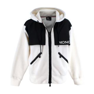 Moncler Grenoble Ivory Fleece Hooded Zip Through Jacket