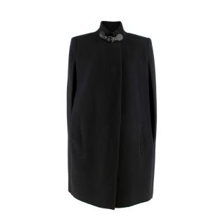 Lanvin Dark Charcoal Woolen Cape with Leather Buckle