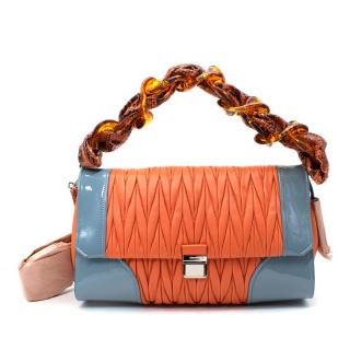 Miu Miu Matelasse Orange & Light Blue Python Strap Bag