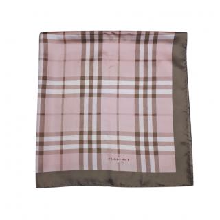 Burberry Pink/Beige Nova Check Print Silk scarf