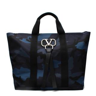 Valentino V-Ring Navy Camouflage Tote Bag