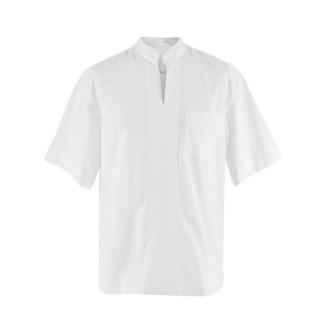 Nicholas Daley White Cotton Grandad-Collar Short Sleeve Shirt