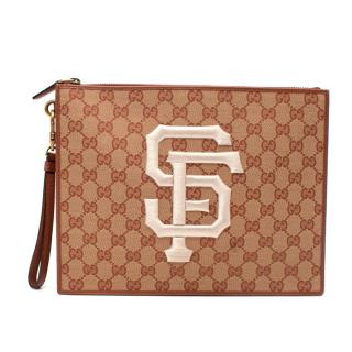 Gucci x SF Giants Embroidered GG Supreme Monogram Pouch