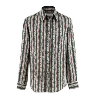 Lemaire Deep Green & Grey Abstract Print Silk Button-Up Shirt