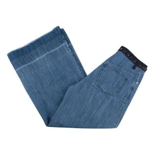 Sonia Rykiel Mid-Wash Wide Leg Denim Jeans with Crystal Waistband