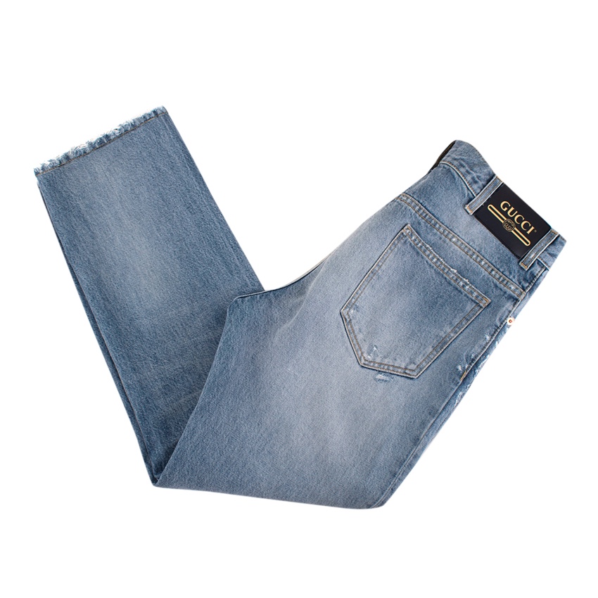 Gucci Eco Bleached Organic Blue Denim Jeans