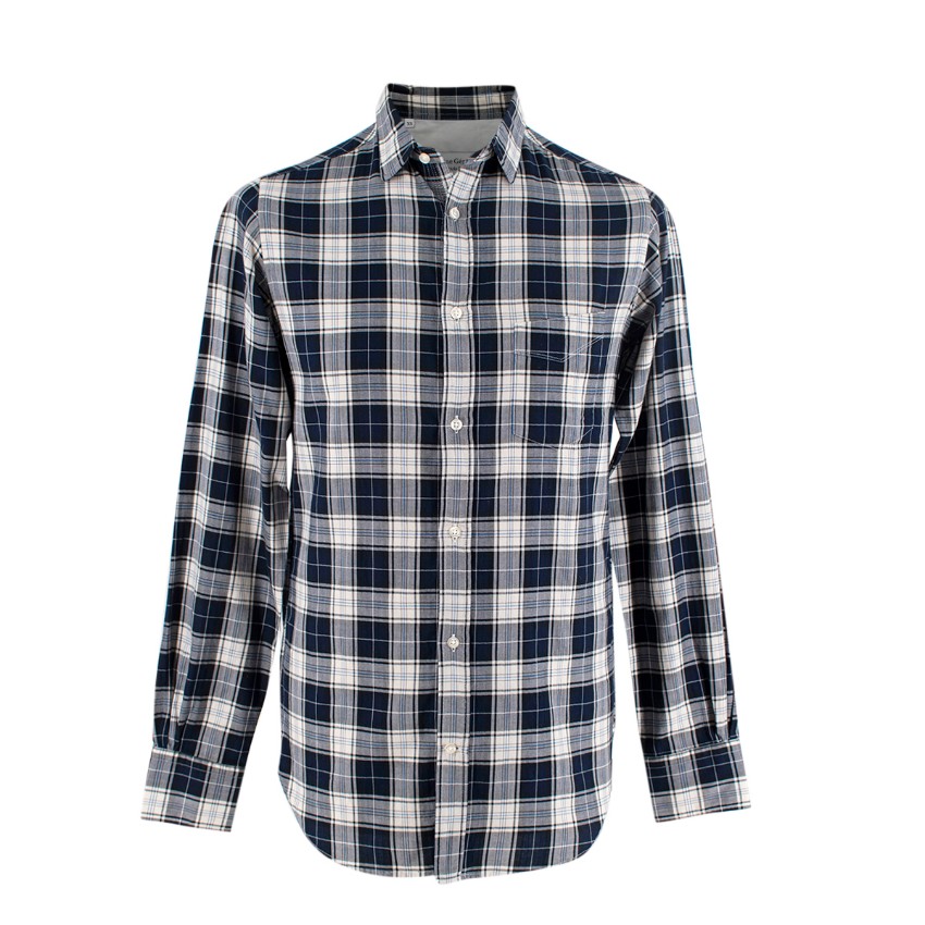 Officine Generale Blue and White Plaid Button Down Shirt