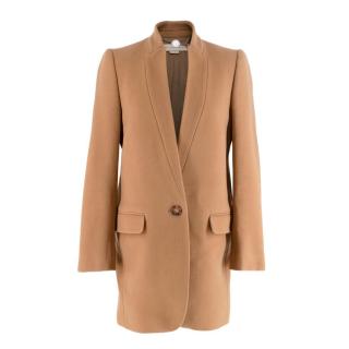 Stella McCartney Camel Wool Blend Inverted Collar Coat