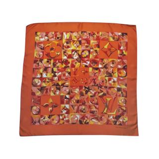 Louis Vuitton Orange Silk Printed Scarf