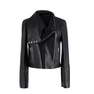 Celine Black Leather Asymmetric Collar Biker Jacket