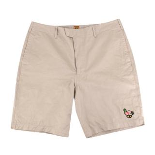 Human Made Beige Cotton Twill Embroidered Detail Chino Shorts