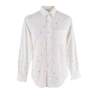 Sasquatchfabrix. White Cotton Poplin Gold-Tone Dragon Print Shirt