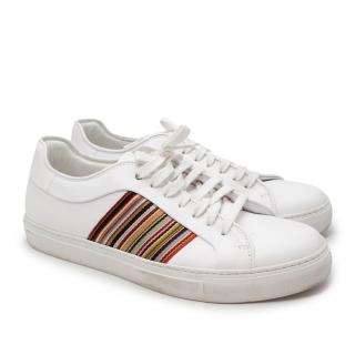 Paul Smith Ivo White Leather Striped Side Sneakers